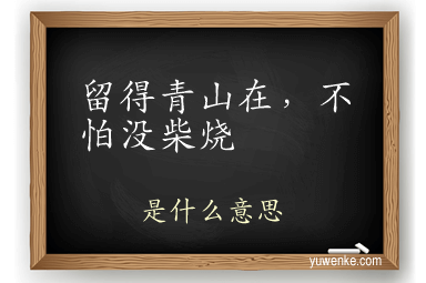 留得青山在,不怕没柴烧