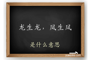 龙生龙,凤生凤