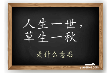 人生一世，草生一秋