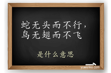 蛇无头而不行,鸟无翅而不飞