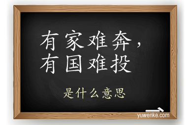 有家难奔，有国难投