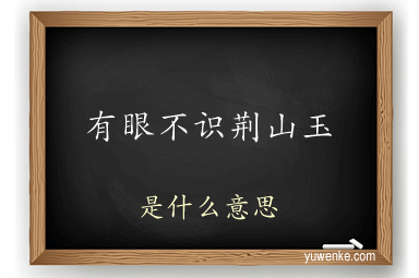 有眼不识荆山玉